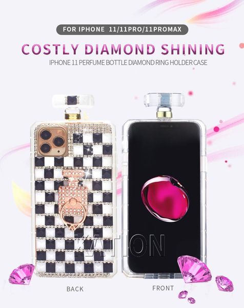 Diamantringhalter Kristallkette Handtasche Parfümflasche Lanyard Hüllen für Samsung S21ultra S21 NOTE20 NOTE10 S10PLUS S9 Strass-Designer-Telefonhülle
