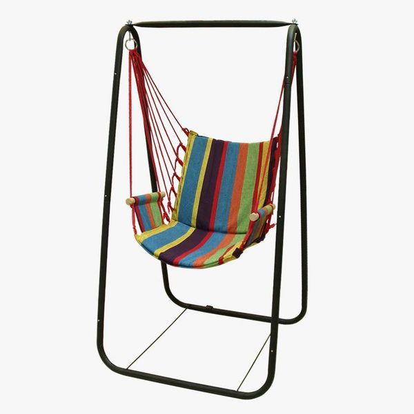 

fashion garden hammock camping outdoor furniture hanging chair with iron frame beach swing canvas set 5 colors games & activities