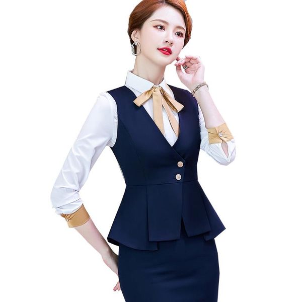 

women's vests fashion summer women formal slim vest office ladies work wear sleeveless wine black blue blazer jackets coat, Black;white