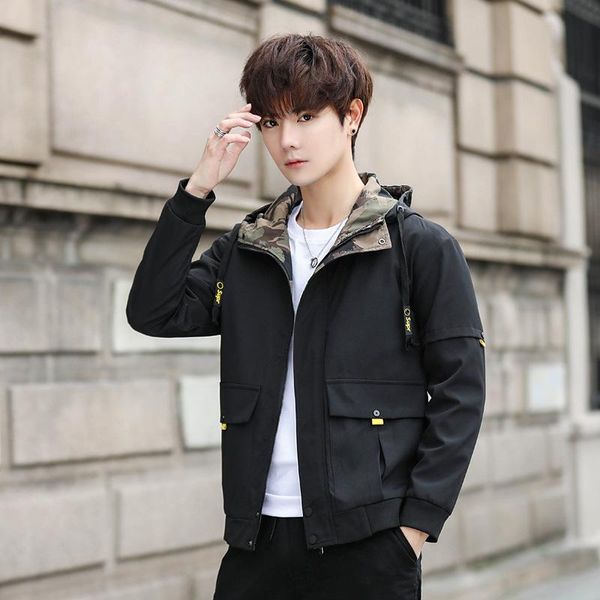 

men's jackets 2021 spring and autumn jacket casual korean edition fashionable youth handsome men, Black;brown
