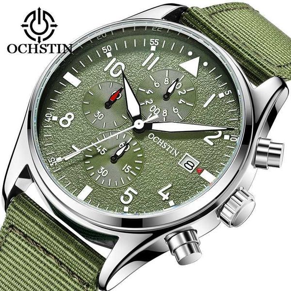 

ochstin sports men's watches for man brand luxury pilot male wrist watches waterproof original quartz chronograph clock t200909, Slivery;brown