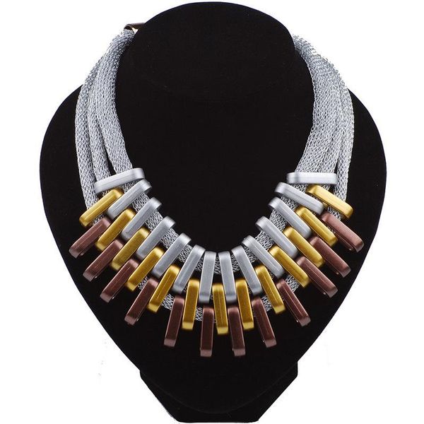 

trendy boho layered link chain necklace statement maxi choker penant for women girl wedding party costume jewelry gift chokers, Golden;silver