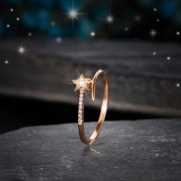 

mens and womens ring fashion meteor women's star jewelry copper plated rose gold set zircon gift, Golden;silver