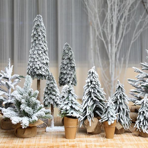 

christmas decorations 2021 mini snowflake deskdecoration window linen falling snow fir tree flocking white