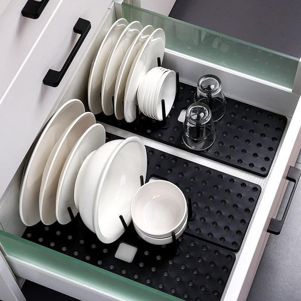 

hooks & rails kitchen drawer type retractable drain bowl rack anti-skid dish storage adjustable tableware finishing water cup