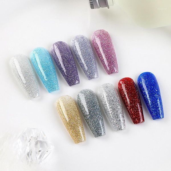 

arrival flash diamond nail gel polish art bright sequins glue varnish glitter makeup uv cosmetics1, Red;pink