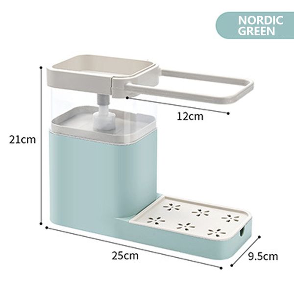 

soap dispenser (3 in 1), detergent container, sponge holder, dishcloth, towel, dishcloth, clothes rack, drainpipe trimmer