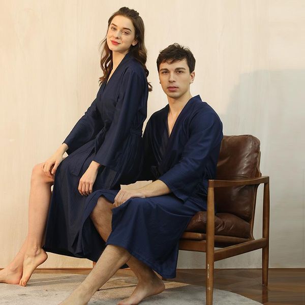 

women's sleepwear summer waffle bathrobe couple bath loose 3/4 sleeve spring autumn robe gown xxxl absorb water casual nightwear, Black;red