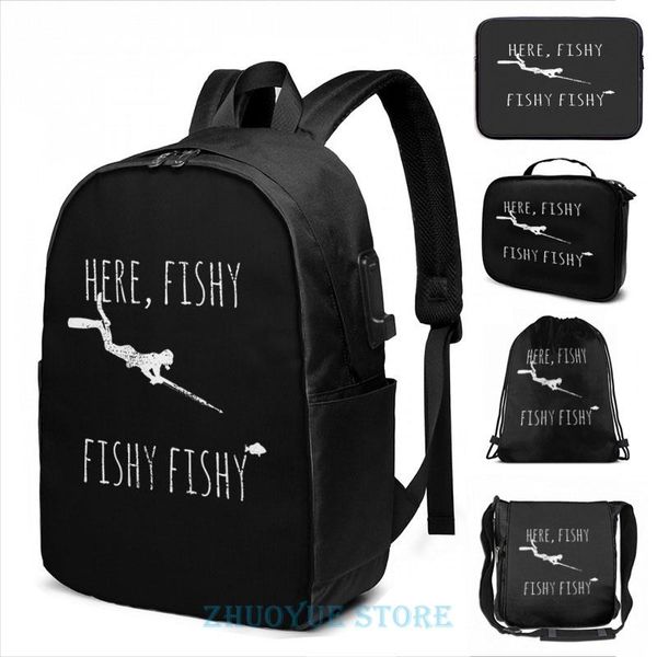 

backpack graphic print spearfishing usb charge men school bags women bag travel laptop