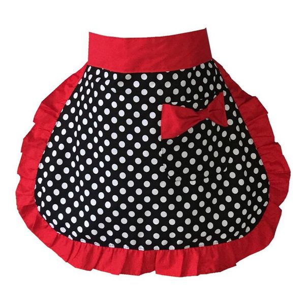 

ladies aprons polka dots print waist cloth housekeeping apron cooking accessories for women