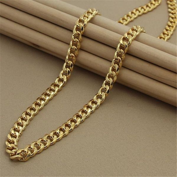 

chains hip hop 925 sterling silver necklace 8mm sideways electroplating 24k gold for men's party charm jewelry gift