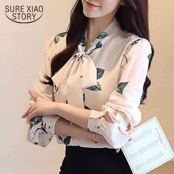 

autumn long sleeve women shirts chiffon floral printed women and blouse fashion female clothes causal blusa 0885 40 210528, White