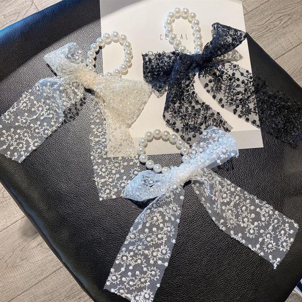 

hair clips & barrettes hairwear japanese lace retro bow imitation pearl rope band girl small fresh headdress simple accessories tiara stripe, Golden;silver