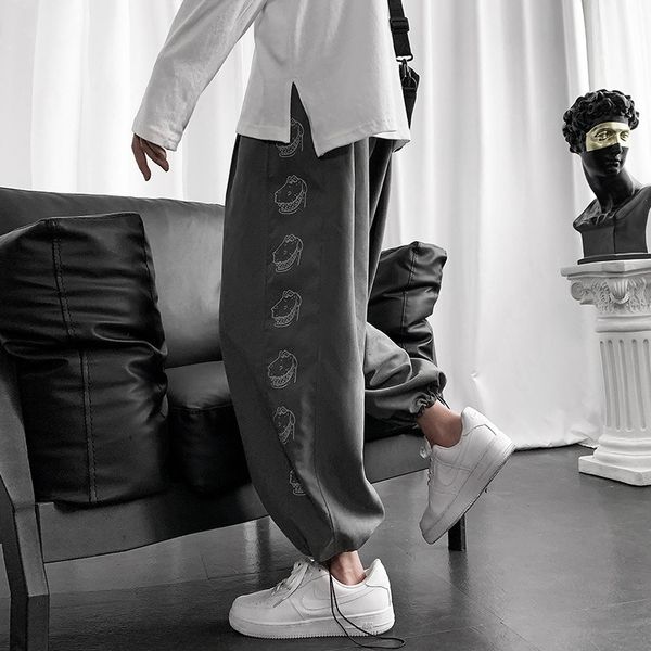 

trend cartoon print men's pants large loose casual, Black