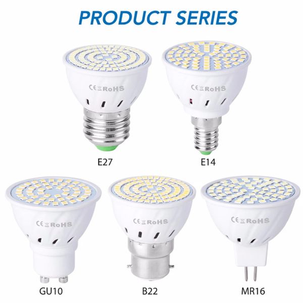 LED Spotlight de milho economia de energia lâmpada lâmpada lâmpada copo 48 60 80 LEDs E27 E14 B22 MR16 GU10 Base 2835Smd Daylight Warmwhite Indoor