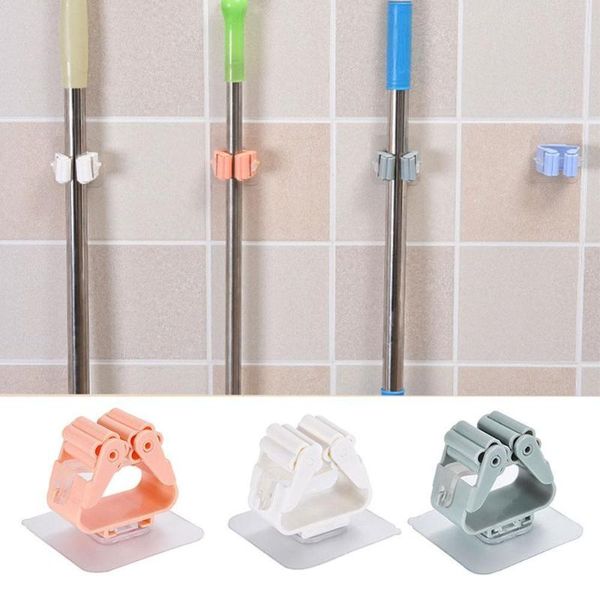

hooks & rails wall mounted mop organizer holder brush broom hanger home rack bathroom suction hanging pipe household storage tools