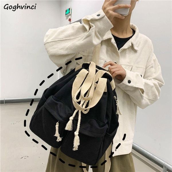 

backpacks solid big capacity string pockets multi-storage travel korean style school bags all-match casual simple universal backpack
