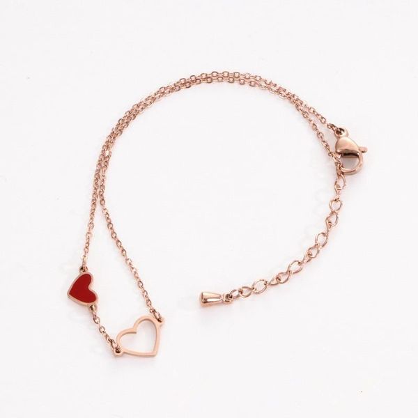 

anklets 2021 rose gold color hollow love ankle bracelet red heart tornozeleira pulsera, cute stainless steel for women jewelry, Red;blue