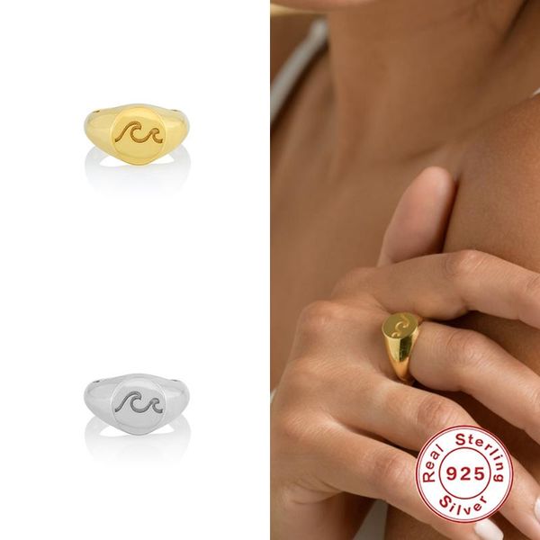 

cluster rings aide vintage ring 925 sterling silver open for women minimalist irregular wave pattern gold color jewelry bijoux birthday, Golden;silver