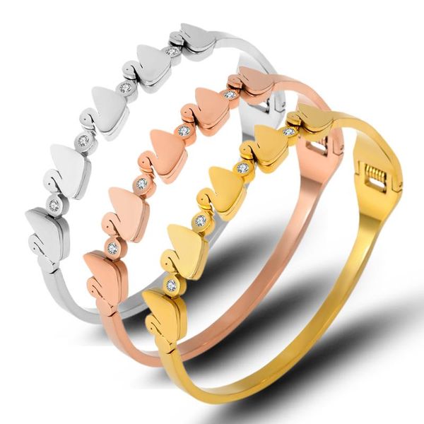 

bangle 2021 model cygnet set diamond titanium steel bracelet stainless plated rose gold opening manufacturers spot, Black