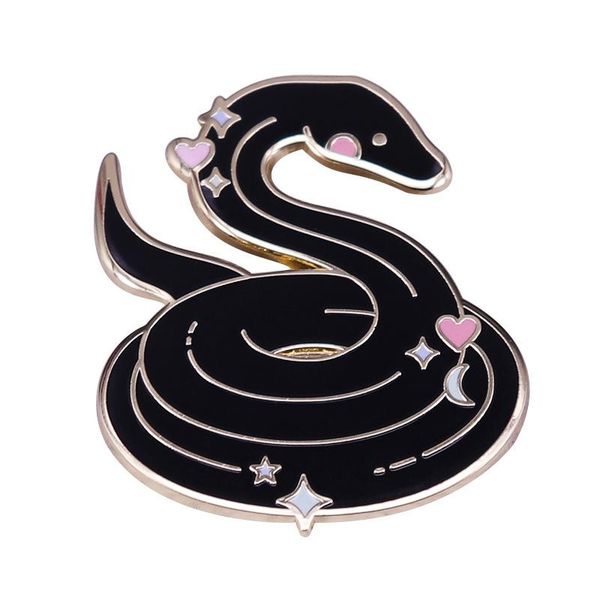 

pins, brooches sale unique cute black snake hard enamel pin fashion cartoons star animal medal witch wizardry jewelry accessories 2021, Gray