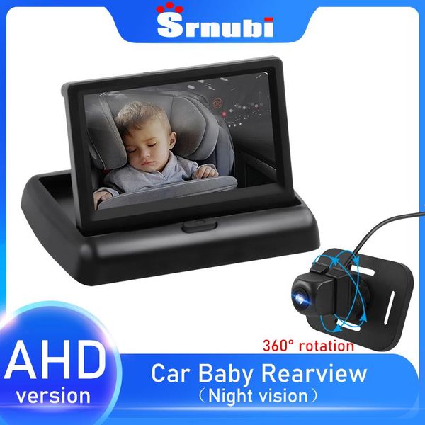 

car video srnubi 4.3'' ahd baby rearview observation mirror night vision camera with adjust 360 wide view angle for safety seats