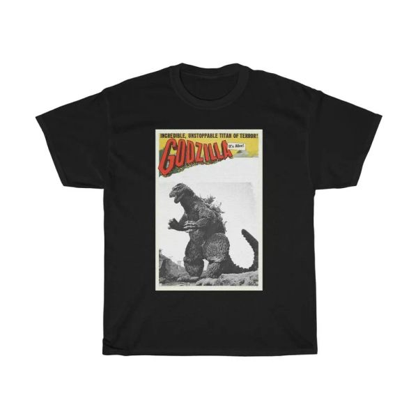 

godzilla heavy cotton tee, White;black