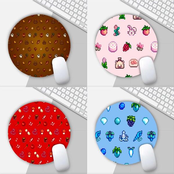 

mouse pads & wrist rests cartoon stardew valley round mat gaming pad for pc lapnotebook 20x20cm gamer desk