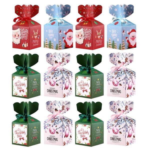 

12pcs christmas elements design candy boxes containers (random color) gift wrap