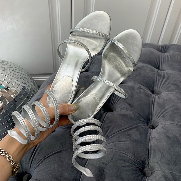 

2021 designer heels sandals for superior quality women imported silk adhesive ankle strap shoe genuine leather sole gladiator diamond high, Black