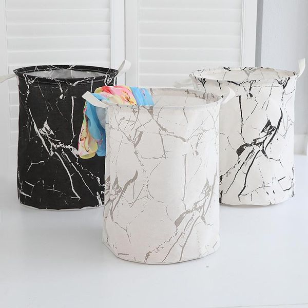 

storage baskets marble striped basket large folding laundry hoppet dirty clothes kids toys custody bag home closet organizing container