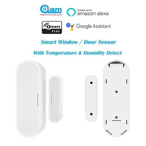 

smart home sensor coolcam z-wave window door with temperature humidity detect security open / close status notification to smartphone