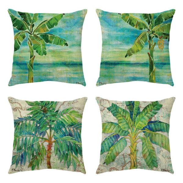 

cushion/decorative pillow cross border painted coconut tree linen case custom office sofa