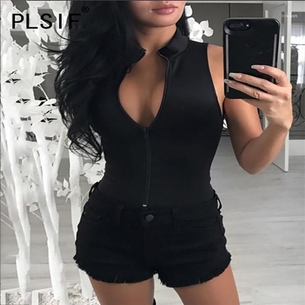 

women fashion deep v neck printed sleeveless romper one piece tight overalls for body femme1, Black;white