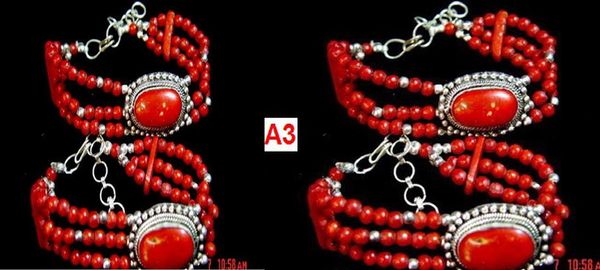 

bangle 1pc 3s tibetan silver and small coral beads bangle&bracelet, Black