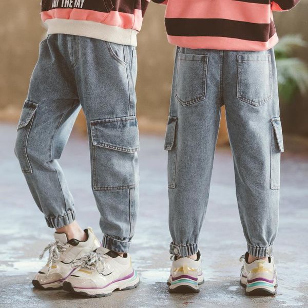 

children denim pants boys loose jeans baby kids elastic waist trousers autumn teenagers clothes girls casual blue jeans