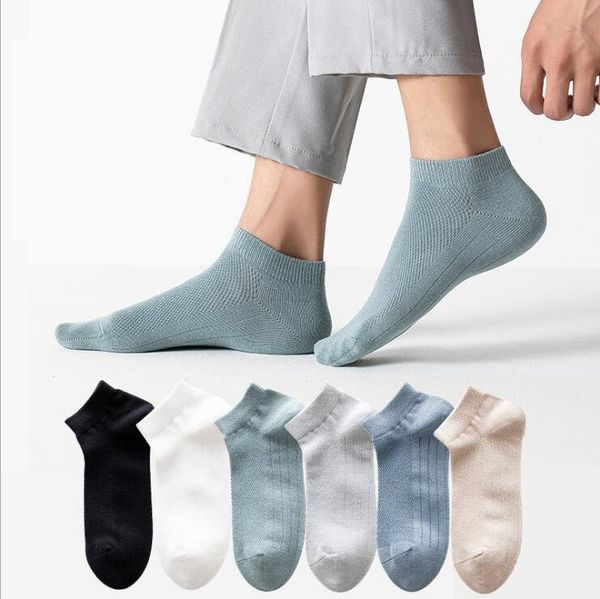 

spring and summer mesh men's socks lnw095 nice college style hollow solid color sock sockings, Black