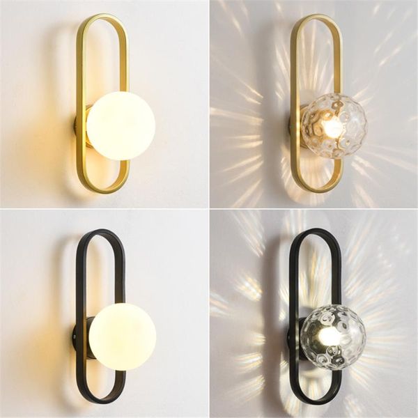 

wall lamp nordic designer wave point glass ball oval metal gold for living room decor bathroom light fixtures led bedside lamps