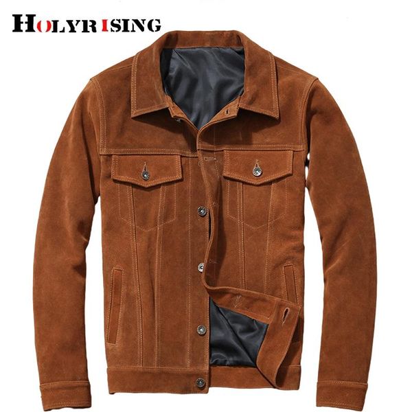 

men's leather & faux men cowhide jackets turn collar jaqueta masculina reto genuine jacket for style slim casual pockets moto coats 196, Black