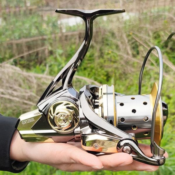 

fishing reel gx 10000/12000 series long throw 11+1 bb 20kg max drag high capacity metal coil spinning rock lure wheel baitcasting reels
