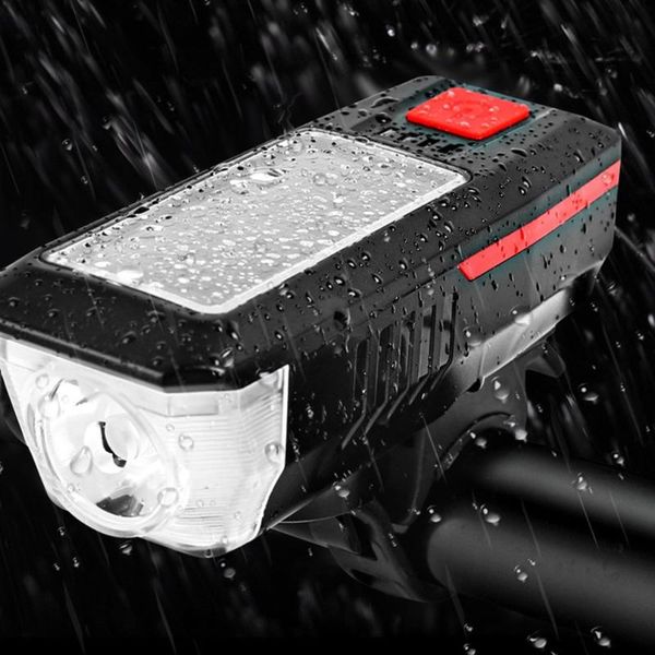 

solar usb rechargeable bicycle horn light headlight charging night riding glare mountain bike cycling equipment lights