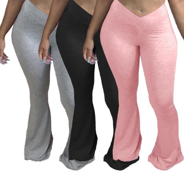 

women's pants & capris 2021 european and american v-shaped waist trumpet fashion casual, Black;white