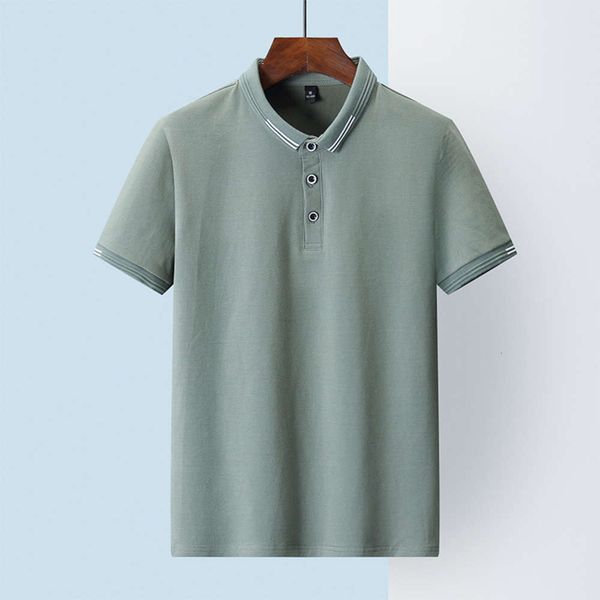 

t-shirt korean shirt collar lapel polo middle aged light green, White;black