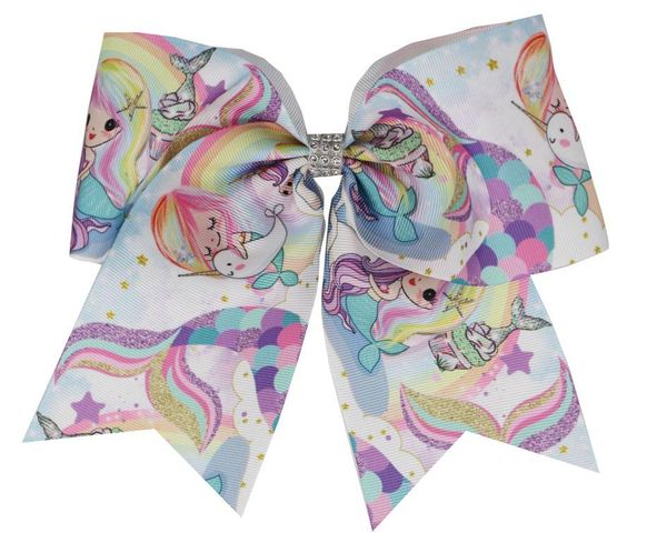 

hair accessories bowknot elastic bands bows 7.5inch fish scal grosgrain ribbon holder headwear custom drop, Slivery;white