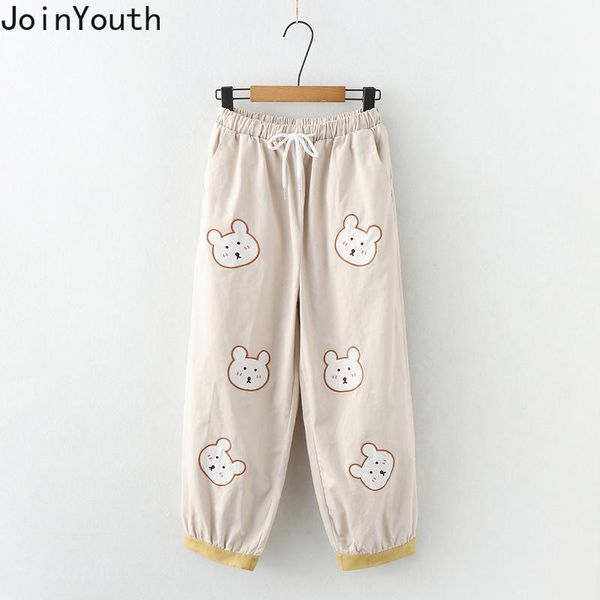 

women's pants & capris joinyouth japanese kawaii women soft girl cute bear print pantalon high waist loose trousers elastic casual pant, Black;white