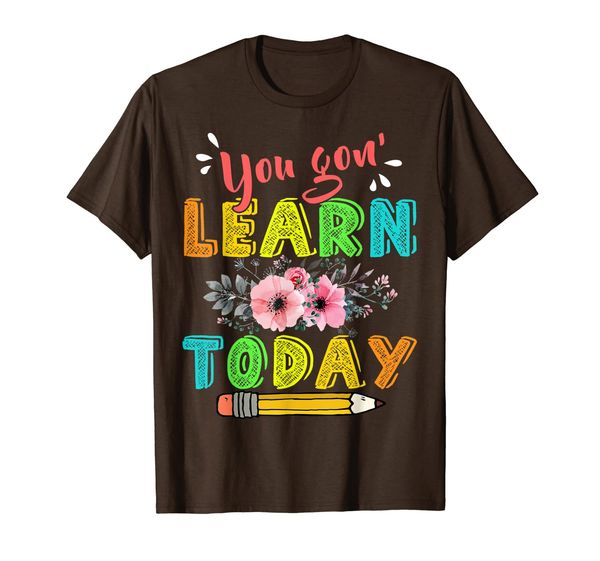 

you gon' learn today back to school floral teacher girls t-shirt, White;black