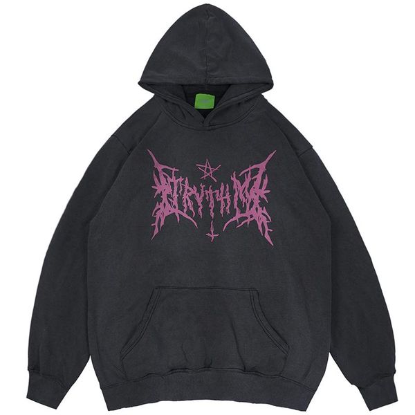 

men's hoodies & sweatshirts vintage washed hoodie men harajuku streetwear sweatshirt 2021 autumn hip hop punk letter print oversized ma, Black