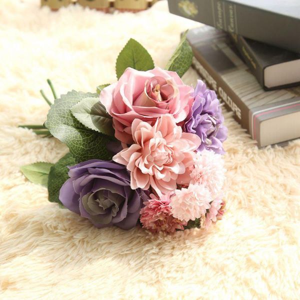 

decorative flowers & wreaths artificial hydrangea flower wedding bridal bouquet fake home garden table cloth decoration