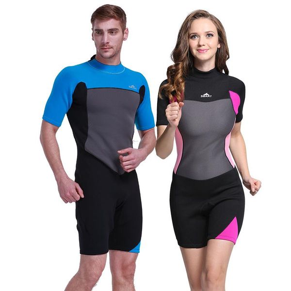 

one-piece suits sbart shorty neoprene 2mm swimwear men women wetsuits diving scuba swimsuits one piece s sleeve surfing snorkel