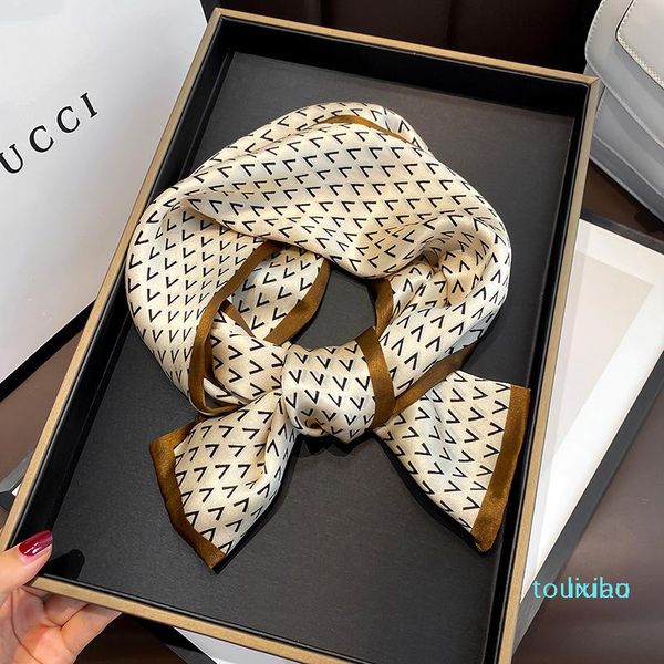 

scarves 100% silk scarf bandana women long wrap kerchief satin spring fashion 2021 luxury headband hijab shawls 11, Blue;gray